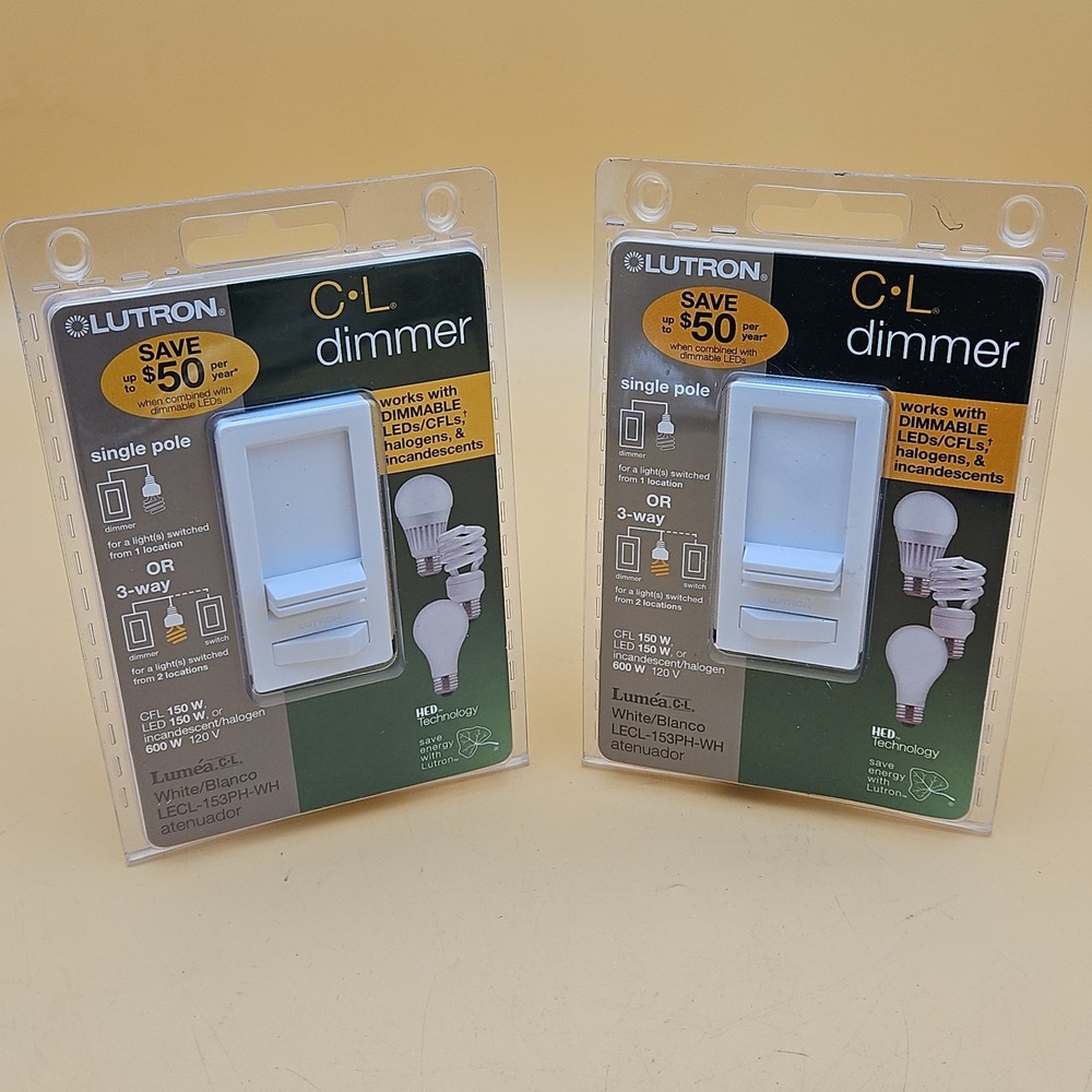 2‎ New Sealed Lutron LECL-153PH-WH 120V Dimmer Switches